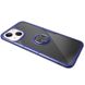 TPU+PC чехол Deen CrystalRing for Magnet (opp) для Apple iPhone 13 (6.1"), Бесцветный / Синий