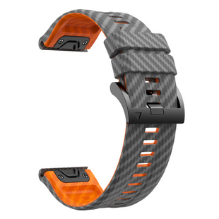 Силиконовый ремешок с карбоновым узором 22 мм для Garmin Fenix / Enduro / Tactix, Orange+Grey
