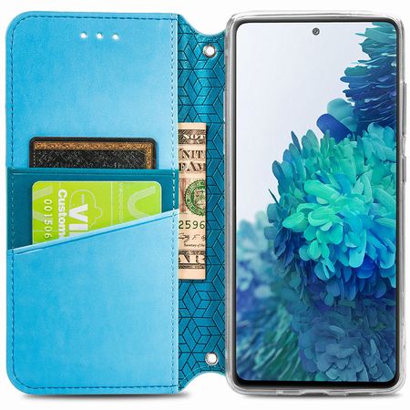Кожаный чехол книжка GETMAN Mandala (PU) для Xiaomi Redmi Note 10 / Note 10s, Синий