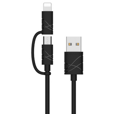 Кабель Usams US-SJ077 2in1 U-Gee USB to Micro USB + Lightning (1м) Black