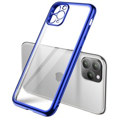 Прозрачный силиконовый чехол глянцевая окантовка Full Camera для Apple iPhone 12 Pro Max (6.7"), Синий