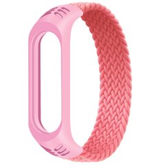 Тканевый монобраслет Braided Solo Loop для Xiaomi Mi Band 3 | 4 | 5 | 6 (S - 160 мм), Розовый