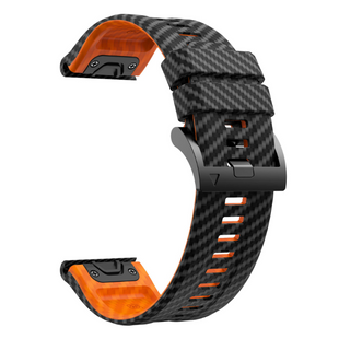 Силиконовый ремешок с карбоновым узором 22 мм для Garmin Fenix / Enduro / Tactix, Black orange