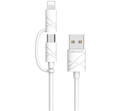 Кабель Usams US-SJ077 2in1 U-Gee USB to Micro USB + Lightning (1м) White