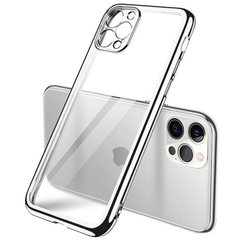 Прозрачный силиконовый чехол глянцевая окантовка Full Camera для Apple iPhone 13 Pro (6.1"), Серебряный