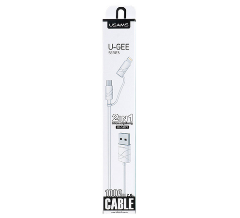 Кабель Usams US-SJ077 2in1 U-Gee USB to Micro USB + Lightning (1м) White