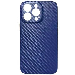 Кожаный чехол Leather Case Carbon series для Apple iPhone 13 Pro Max (6.7"), Синий