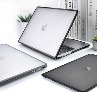 Чохол накладка c силіконовим бампером для Macbook Pro 14.2 M2/3/4 A2442, A2779, Чорний прозорий + Чорний бампер