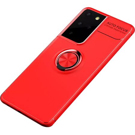 TPU чехол Deen ColorRing под магнитный держатель (opp) для Samsung Galaxy S21 Ultra, Красный / Красный