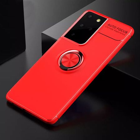 TPU чехол Deen ColorRing под магнитный держатель (opp) для Samsung Galaxy S21 Ultra, Красный / Красный