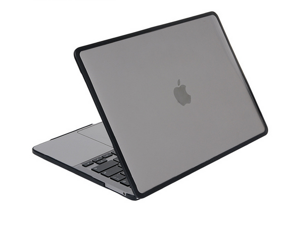 Пластикова накладка c силіконовим бампером для Macbook Pro 14" A2442, A2779, Чорний прозорий + Чорний бампер