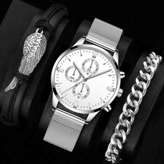 Подарочный набор Часы + браслеты (59437), Silver