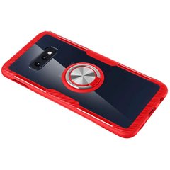 TPU+PC чехол Deen CrystalRing for Magnet (opp) для Samsung Galaxy S10e, Бесцветный / Красный
