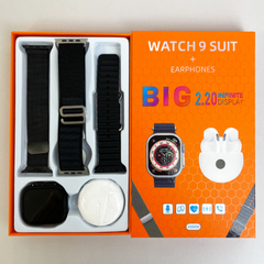 Комплект Смарт часы + наушники + 3 ремешка Big 2.20 (Watch 9+ Pro 6), Black