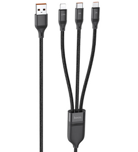 Дата кабель Hoco U104 Ultra 6A 3in1 Lightning -MicroUSB-Type-C