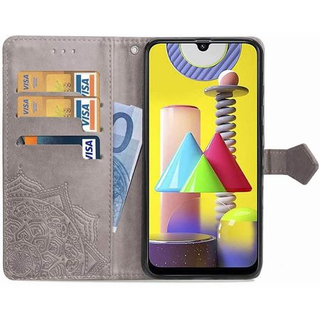 Кожаный чехол (книжка) Art Case с визитницей для Samsung Galaxy M31, Серый