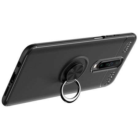 TPU чехол Deen ColorRing под магнитный держатель для Xiaomi Redmi K30 / Poco X2, Черный / Черный