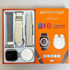 Комплект Смарт годинник + навушники + 3 ремінці Big 2.20 (Watch 9+ Pro 6), White