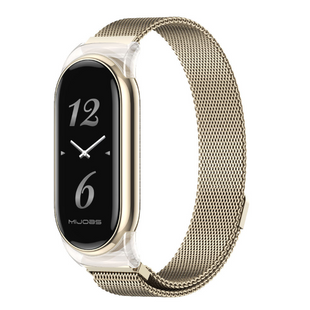 Металевий ремінець MiJoаs Milanese для Mi Band 8 / 9 Pro &ndash; з прозорим пластиковим корпусом, Бежевий