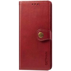 Кожаный чехол книжка GETMAN Gallant (PU) для Xiaomi Redmi Note 9 5G / Note 9T, Красный
