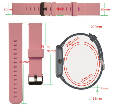 Ремешок Blackpink 20mm для Cмарт часов Samsung Active / S4-42 , AMAZFIT GTR-42 / GTS Красный