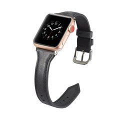 Ремешок кожаный BlackPink Узкий для Apple Watch 42/44mm, Черный