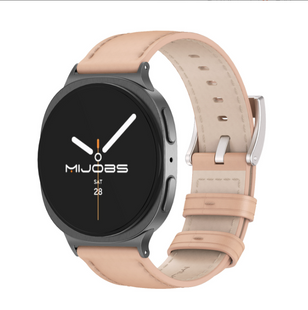 Шкіряний ремінець для Samsung Galaxy Watch 8 (40/44 мм) / Watch Ultra &mdash; натуральна шкіра, нержавіюча, бежевий+чорний