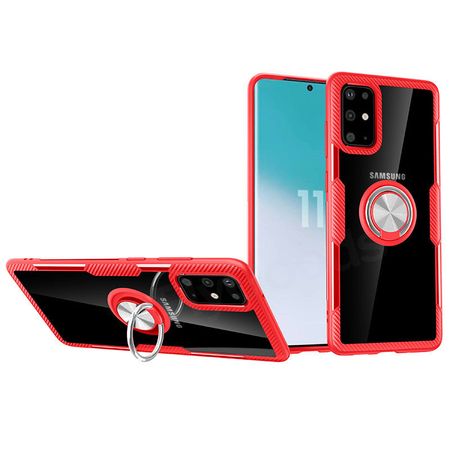 TPU+PC чехол Deen CrystalRing for Magnet (opp) для Samsung Galaxy S20+, Бесцветный / Красный