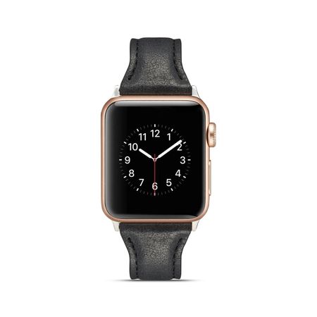 Шкіряний ремінець BlackPink Вузький для Apple Watch 42/44mm, Чорний