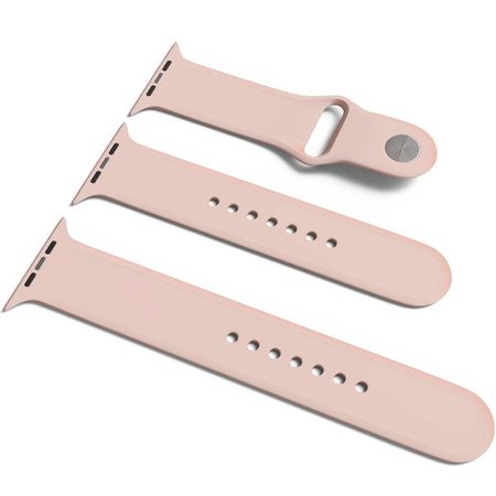 Силиконовый ремешок для Apple Watch Sport Band 38 | 40 | 41 mm (S/M & M/L) 3pcs, Розовый / Pink Sand