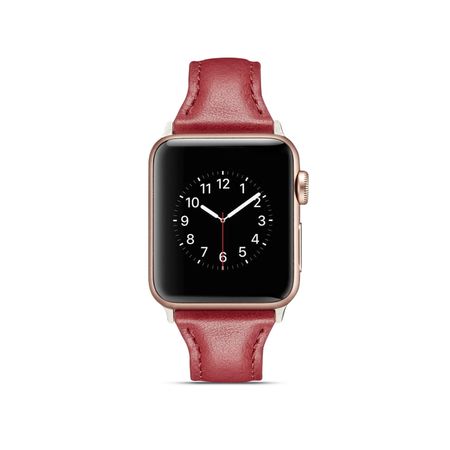 Ремешок кожаный BlackPink Узкий для Apple Watch 42/44mm, Бордовый