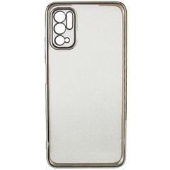 Прозрачный силиконовый чехол глянцевая окантовка Full Camera для Xiaomi Redmi Note 10 5G/Poco M3 Pro, Серебряный