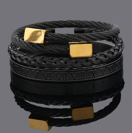 Браслет металический 3в1 , Black/Gold