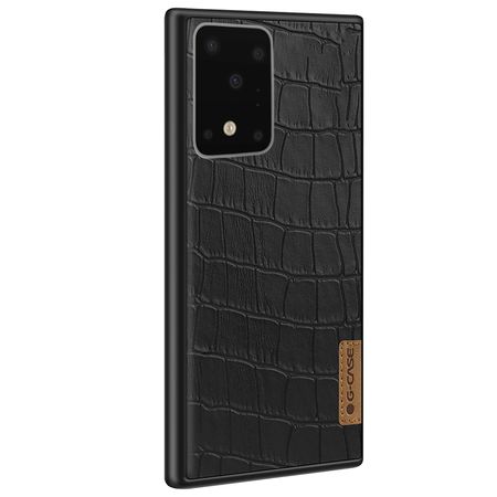 Кожаная накладка G-Case Crocodile Dark series для Samsung Galaxy S20 Ultra, Черный