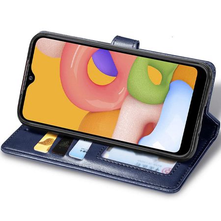 Кожаный чехол книжка GETMAN Gallant (PU) для Samsung Galaxy M01 Core / A01 Core, Синий