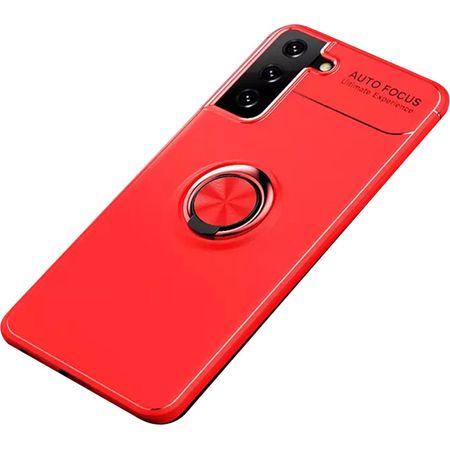 TPU чехол Deen ColorRing под магнитный держатель (opp) для Samsung Galaxy S21+, Красный / Красный