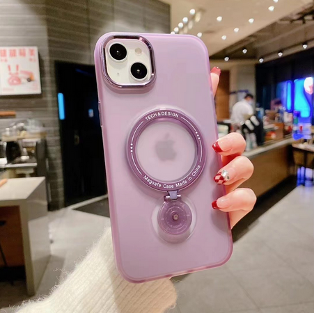 Магнітний чохол з попсокет для iPhone 12 Pro Max + Magsafe Полупрозорий матовий, Фиолетовый