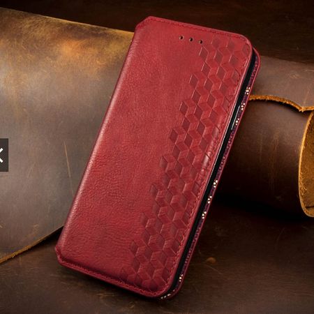 Кожаный чехол книжка GETMAN Cubic (PU) для Xiaomi Mi Note 10 Lite, Красный