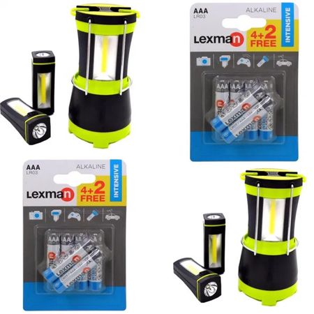 Ліхтар для Кемпінгу Leroymerlin Lexman + Батарейки 6шт (ААА LR03), Черный