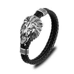 Браслет кожаный BlackPink King Lion, 19 см