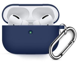 Чохол Силіконовий BlackPink для AirPods Pro Ultra Classic з карабіном, Темно синій