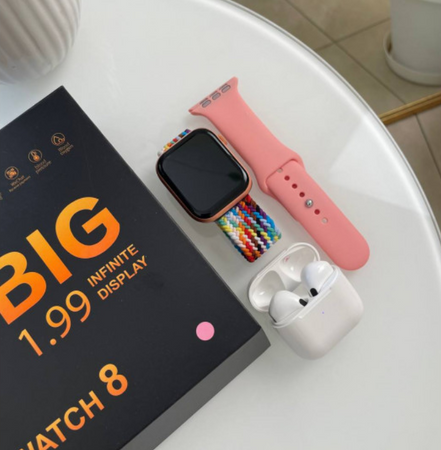 Комплект Смарт годинник + навушники Infinity (Watch 8+ Pro 4), Pink