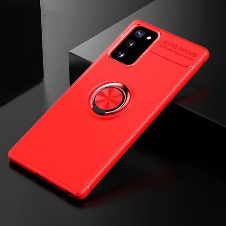 TPU чехол Deen ColorRing под магнитный держатель (opp) для Samsung Galaxy Note 20, Красный / Красный