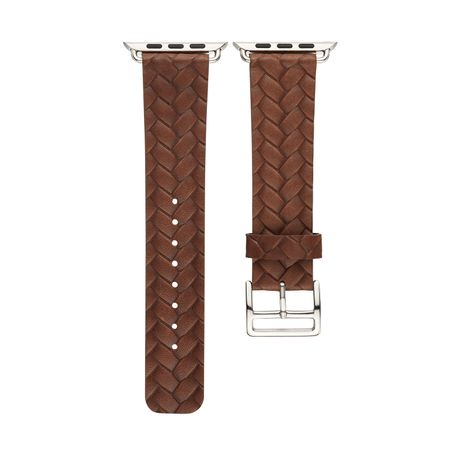 Ремешок кожаный BlackPink с Плетением для Apple Watch, Темно-Коричневый