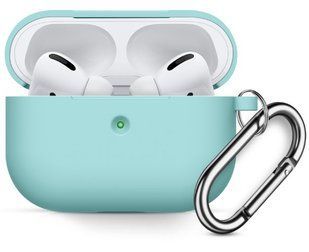 Чохол Силіконовий BlackPink для AirPods Pro Ultra Classic з карабіном, Ментоловий