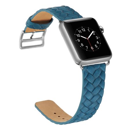 Ремешок кожаный BlackPink с Плетением для Apple Watch, Синий