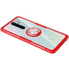 TPU+PC чехол Deen CrystalRing for Magnet (opp) для Xiaomi Redmi 9, Бесцветный / Красный