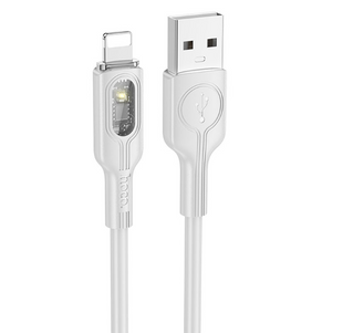 Дата кабель Hoco U120 Transparent explore intelligent power-off USB to Lightning (1.2m)