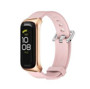 Силиконовый ремешок с защитной рамкой для Samsung Galaxy Fit 2, рожевий