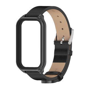 Ремінець із екошкіри MiJobs для Redmi Smart Band 3 / Mi Band 9 Active, Чорний
